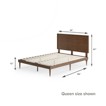 Load image into Gallery viewer, Raymond Wood Platform Bed Frame with Adjustable Headboard Height
